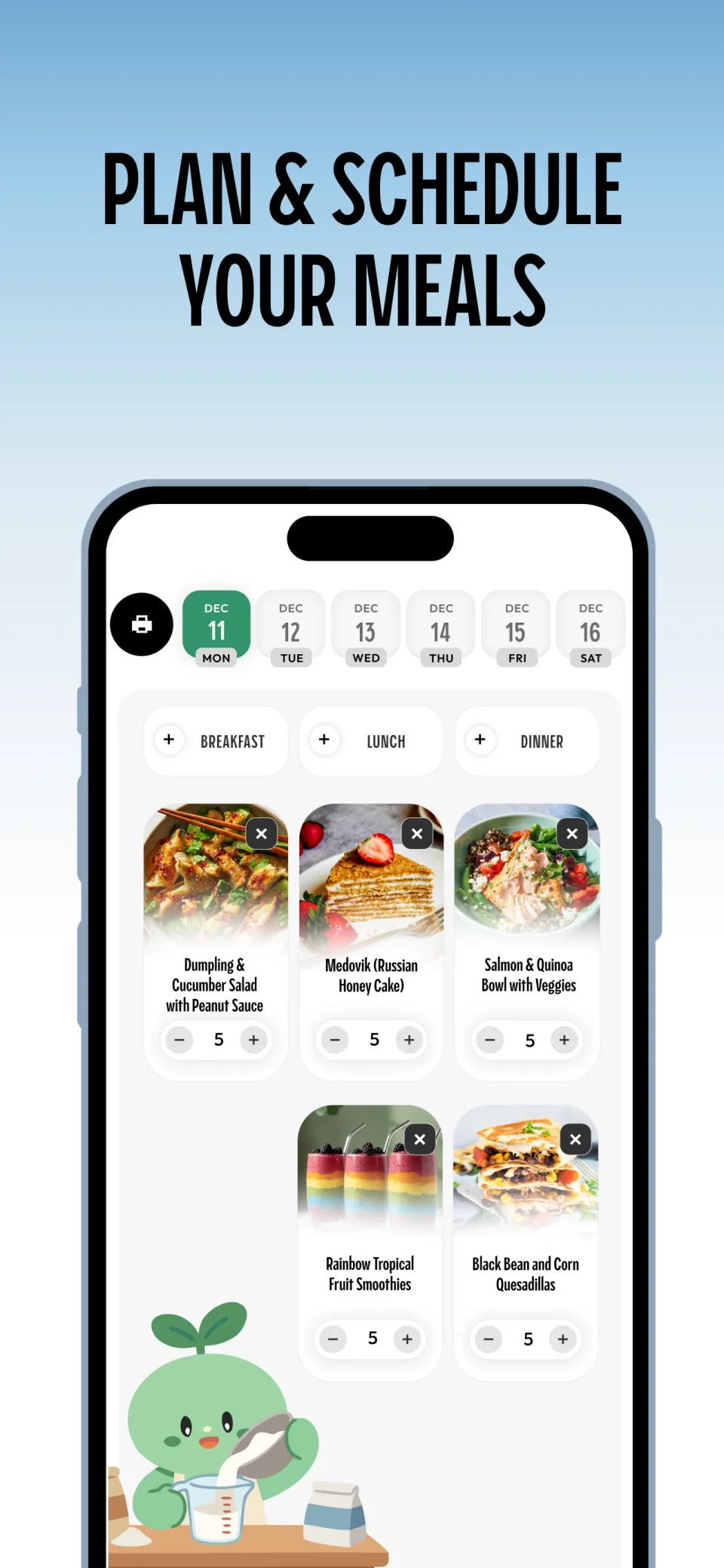Plan and schedule your meals