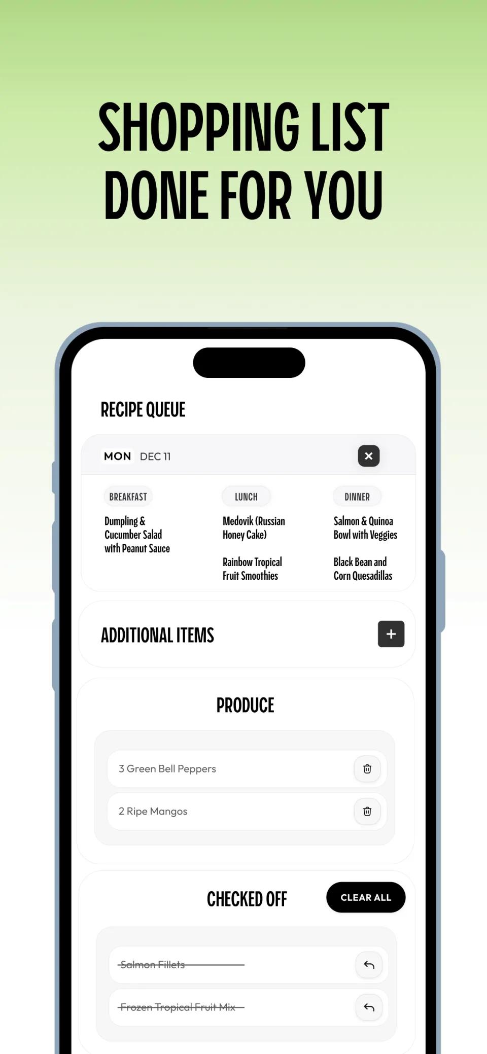 Shopping list done for you