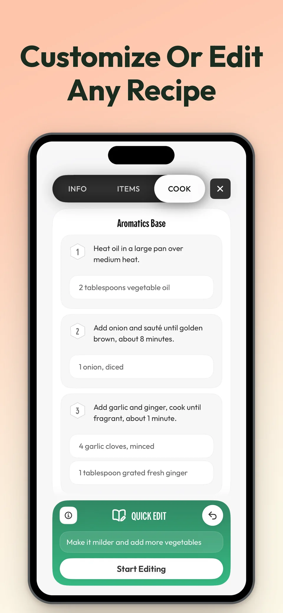 A recipe adjusted to your preferences